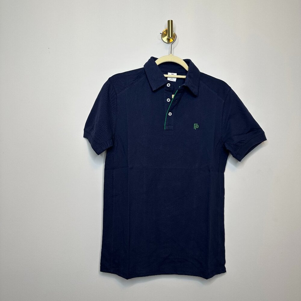 NEW Flint Park Short Sleeve Tipped Match Polo Navy Men's Small